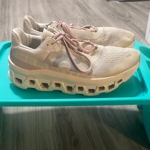 On Running Women's Athletic Shoes in Beige and Pink
